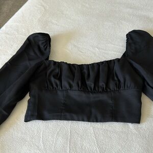 Princess Polly Ariyah Black Long Sleeve Crop Blouse Sz 6